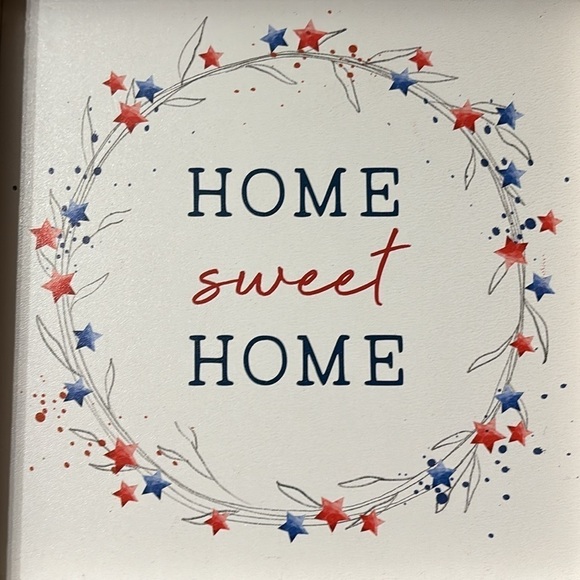 NWT PATRIOTIC HOME SWEET HOME WOODEN SIGN, GNOME AND EMBROIDERED TOWEL BUNDLE - Picture 15 of 16